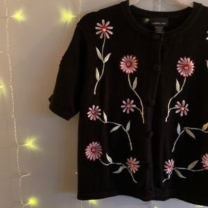 Morgan Cole Embroidered Flower Cardigan